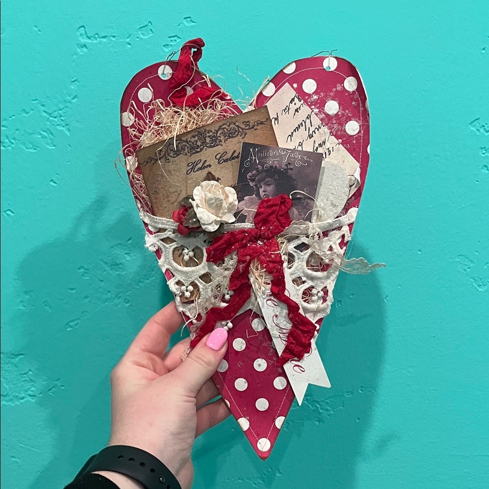 Handcrafted Polka Dot Heart Decor